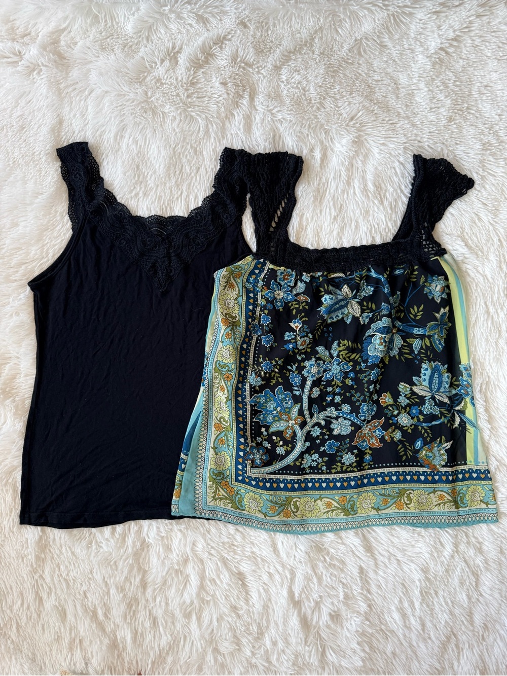 Bundle Sale Boho Black Floral-Patterned Dual-Top Set